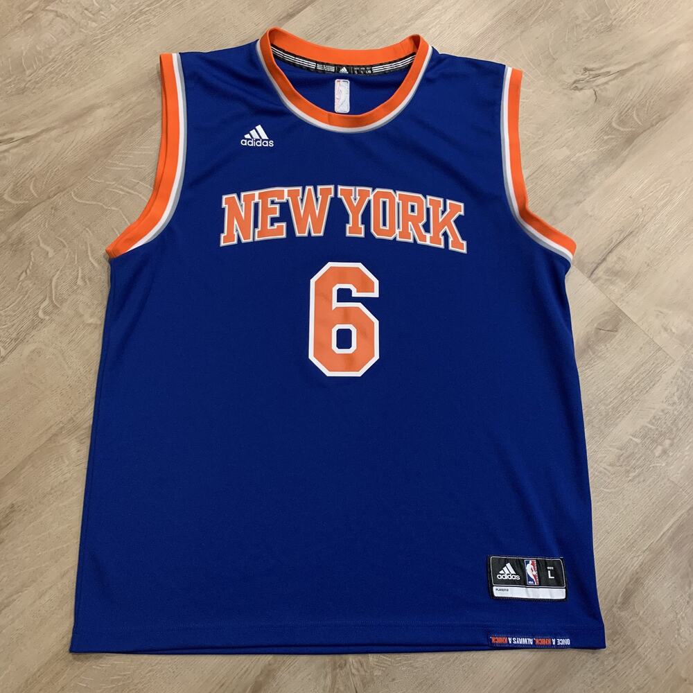 Adidas NBA New York Knicks Kristaps Porzingis #6 Basketball Jersey Men's L Blue